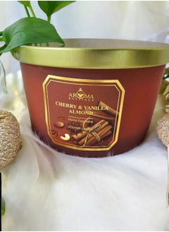 Aroma Scented Candle In A Large Luxurious Glass Jar With 3 Wicks  Scent Of Cherry And Vanilla  - Image 3