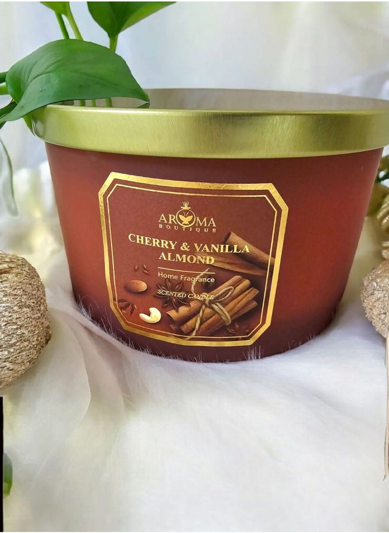 Aroma Scented Candle In A Large Luxurious Glass Jar With 3 Wicks  Scent Of Cherry And Vanilla  - Image 3