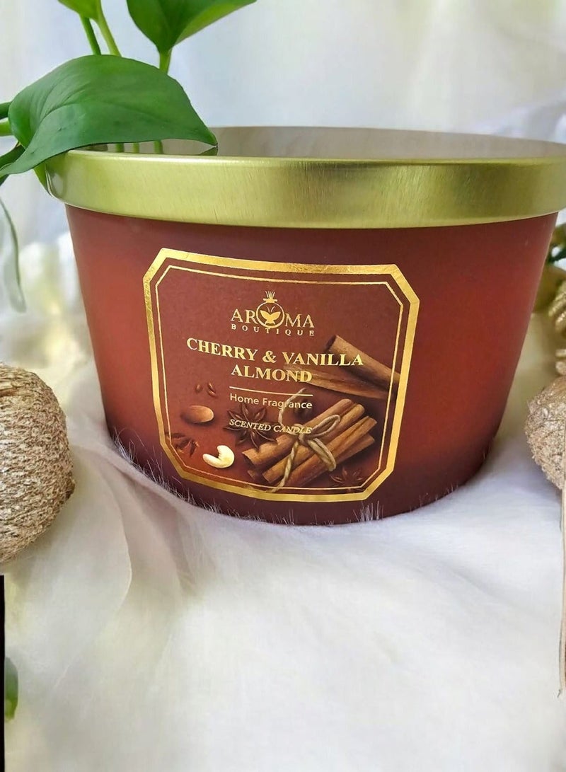 Aroma Scented Candle Ln A Large Luxurious Glass Jar With 3 Wicks  Scent Of Cherry And Vanilla - Image 3