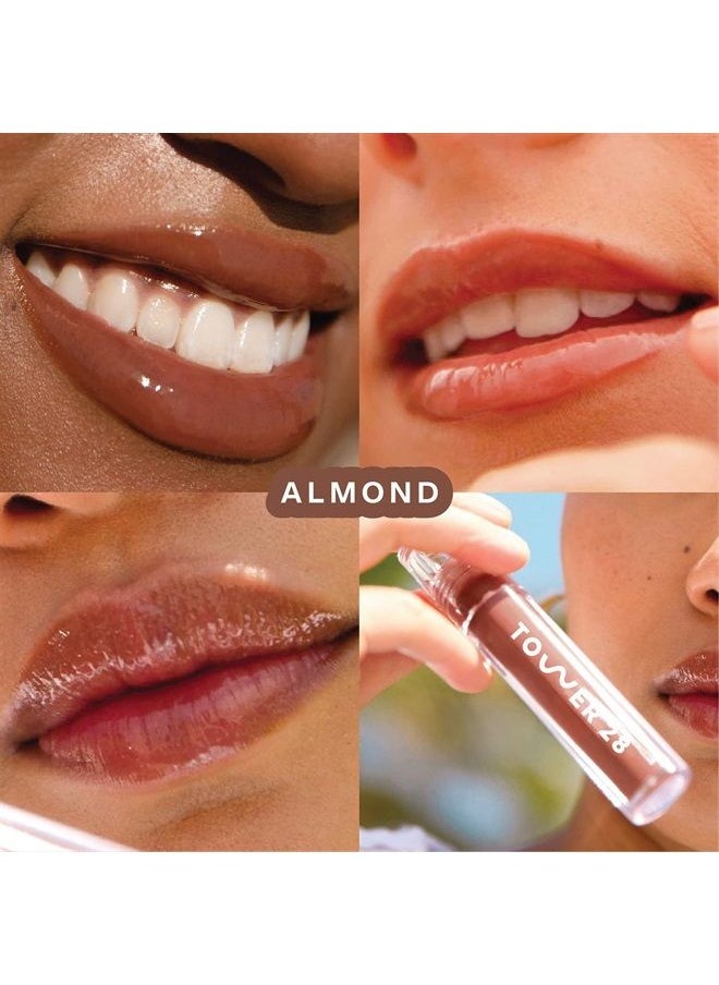 TOWER 28 ShineOn Milky Lip Jelly, ALMOND | Non-Sticky, Vegan Lip Gloss in Milky Chocolate | Apricot and Raspberry Seed Oil | Moisturizing, Clean, Cruelty Free  - Image 2