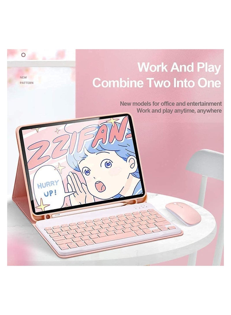 SOLARAE Keyboard Case with Mouse for iPad Mini 6, for iPad Mini 2021 Detachable Wireless Bluetooth Keyboard Pencil Holder Slim Leather Smart Cover 8.3 inch Pink - Image 3