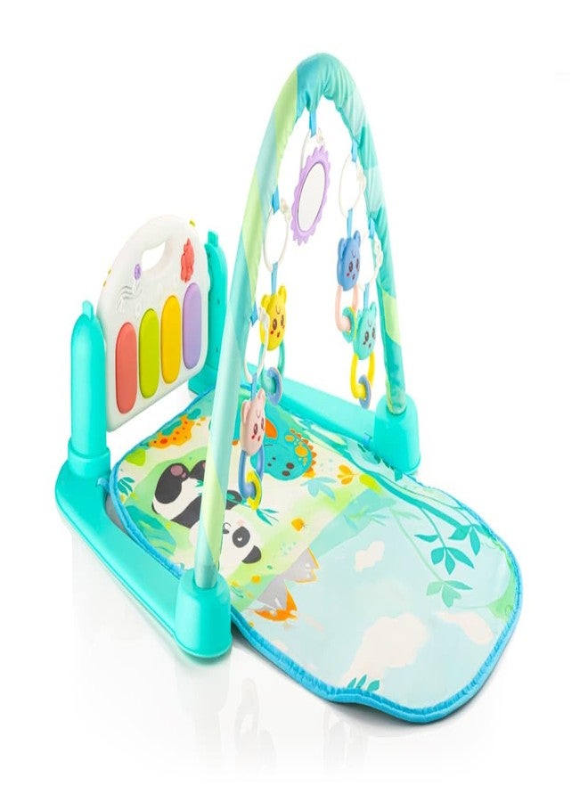 Yetli 5 in 1 Musical Keyboard Mat Piano Gym Mat & Fitness Rack, Musical and Hanging Toys, Early Learning Infant Play Mat for Newborns and Toddlers (Green) - Image 1