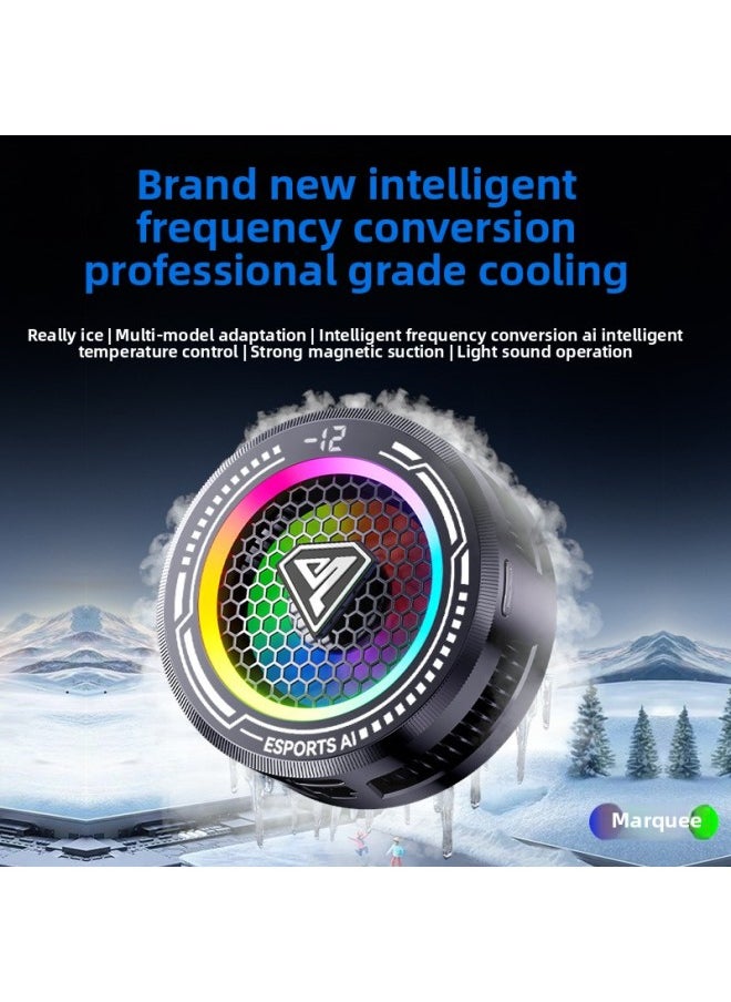Generic - Smart Ice Cooling Radiator Display Digital Running Horse Lamp Three Temperature Control Universal For Tablet Mobile Phone-Product Color:A1-Ai Smart Magnetic Icing Radiator - Image 1