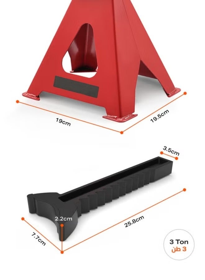 ULHYC Jack Stand 3 Ton - 2 Pieces 2.5kg - Heavy duty easy to use car lift stand with adjustable height and ratchet mechanism, ideal for vehicle maintenance/tire changing and undercarriage work  - Image 5