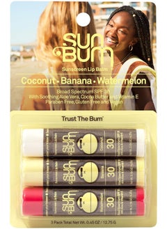 Sun Bum Sun Bum SPF 30 Sunscreen Lip Balm | Vegan and Cruelty Free Broad Spectrum UVA/UVB Lip Care with Aloe and Vitamin E for Moisturized Lips | Variety Pack | 0.15 Ounce (Pack of 3)  - Image 1