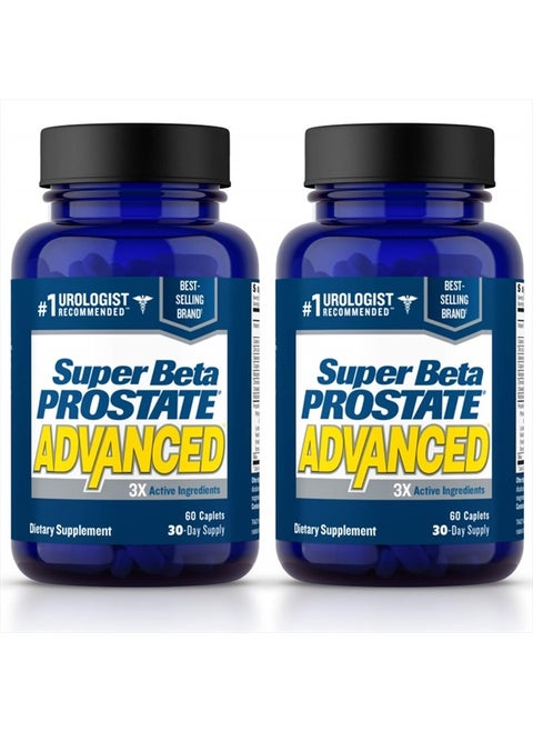Super Beta Prostate Advanced – Reduce Waking Up at Night to Urinate, Promote Sleep, Support Bladder Emptying. Prostate Supplement for Men with Beta Sitosterol, not Saw Palmetto (120 Caplets, 2- Pack)