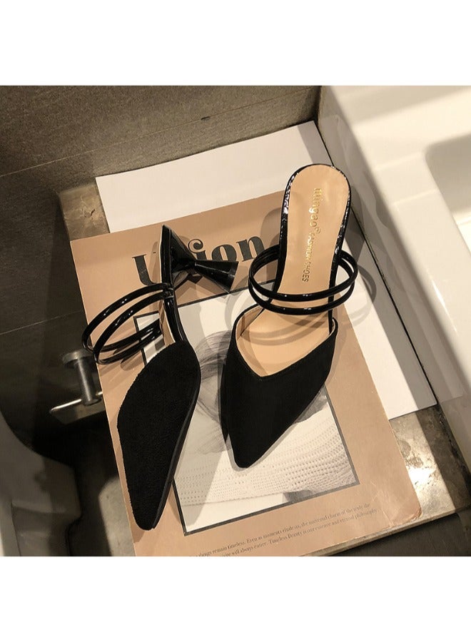 Rup Art Womens Comfort Mules Sandals Every Day Mules Pointed Toe Casual Elegant Kitten Heeled Slip on Slipper Dress Shoes  - Image 3