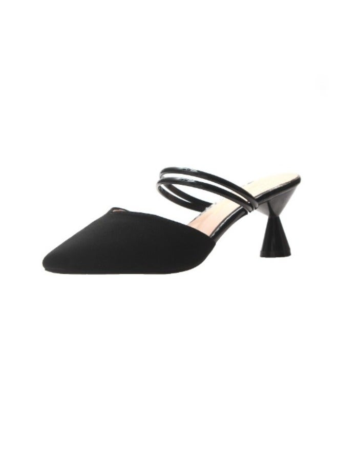 Rup Art Womens Comfort Mules Sandals Every Day Mules Pointed Toe Casual Elegant Kitten Heeled Slip on Slipper Dress Shoes  - Image 1