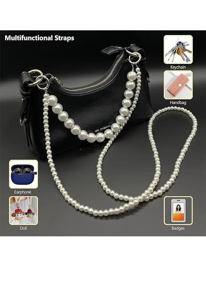 KANGLI 2Pcs Pearl & Beaded Phone Crossbody Lanyard with Wrist Strap,Universal Cell Phone Lanyard and Crossbody Phone Strap for Women,Chain,Includes 1 Tether Tab,for Most Phones, Bags,and Purses - Image 5