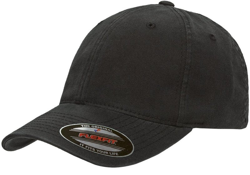 Flexfit Men's Low-Profile Unstructured Fitted Dad-Style Baseball Cap, Black, Small-Medium - Image 2