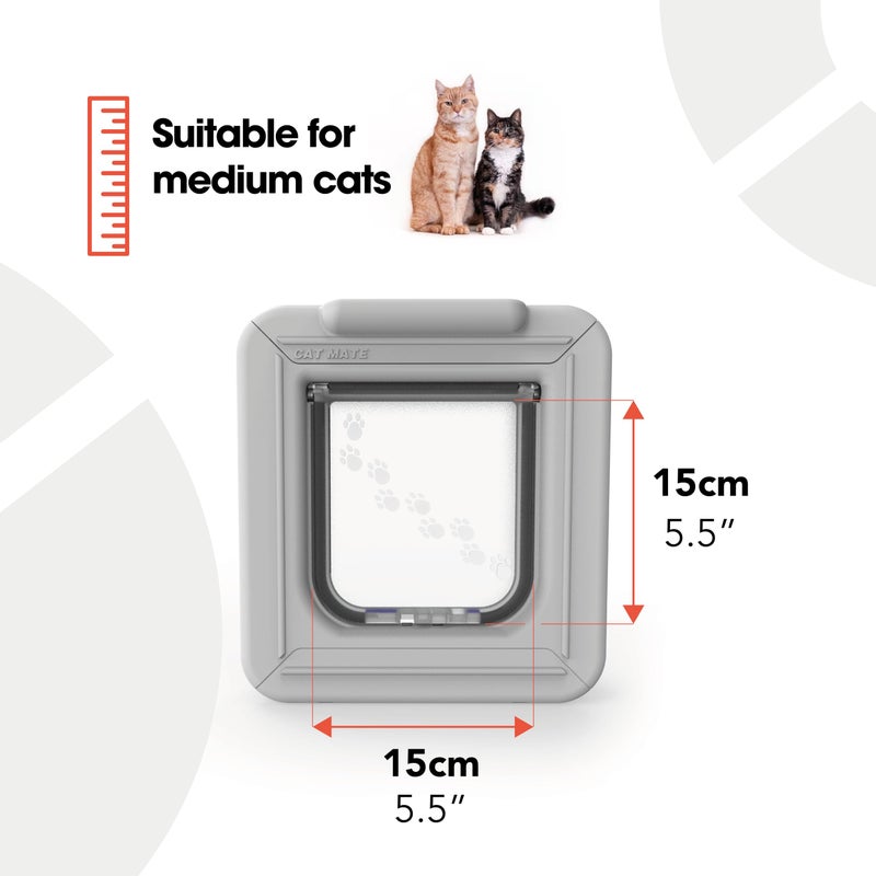 Cat Mate Elite I.D Disc Cat Flap with Timer Control (305) - Compatible with Pet Mate I.D Discs, for Small to Average Sized Cats, for Glass, UPVC, Walls and Wood, White - Image 4