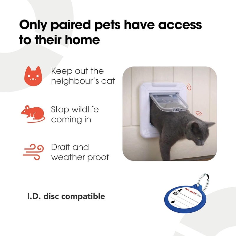 Cat Mate Elite I.D Disc Cat Flap with Timer Control (305) - Compatible with Pet Mate I.D Discs, for Small to Average Sized Cats, for Glass, UPVC, Walls and Wood, White - Image 3