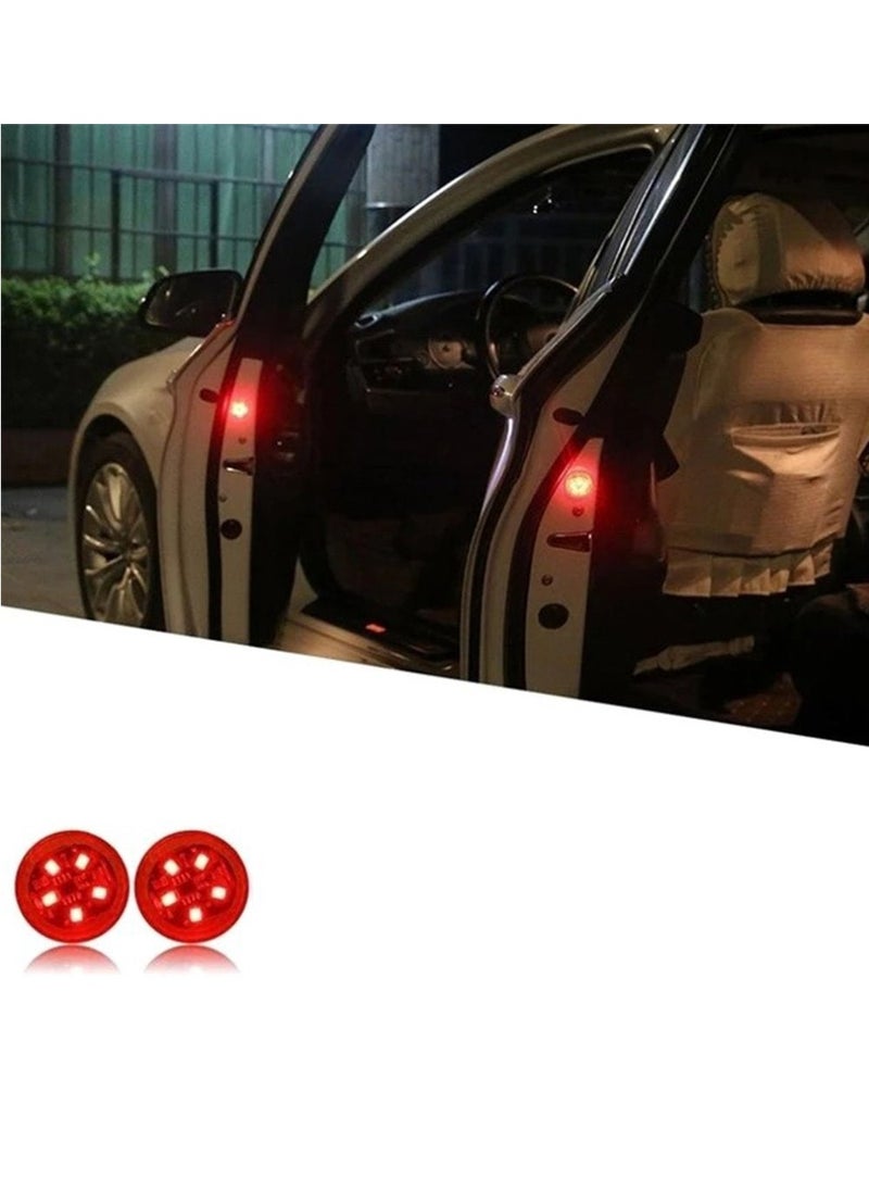 Generic - 2pcs 5 LED Wireless Car Open Door Warning Sensor Light Anti-collision Strobe Flashing Bulb Auto Indicator Lights Parking Lamp - Image 1