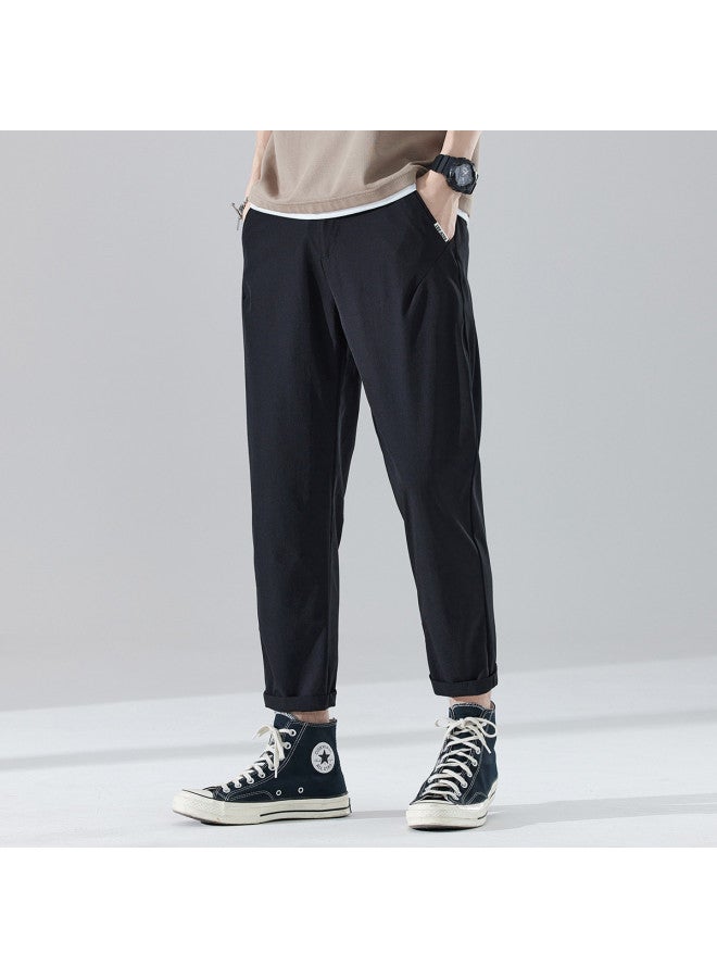 TonLion 2025 Summer Thin Straight-leg Pants Cropped Pants Solid Color Versatile Casual Pants - Image 5