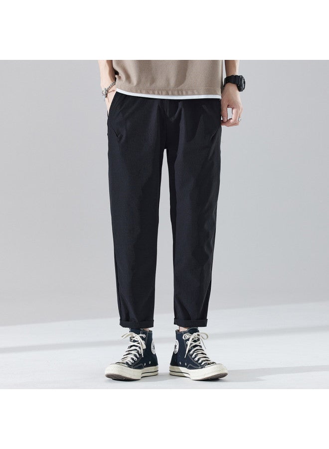 TonLion 2025 Summer Thin Straight-leg Pants Cropped Pants Solid Color Versatile Casual Pants - Image 4