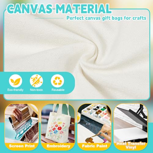Amylove أميلوف 12 قطعة حقيبة توت صغيرة قماشية للتصميم الحر - حقيبة تسوق قابلة لإعادة الاستخدام (6.5 × 6 بوصة، لون طبيعي) - Image 3