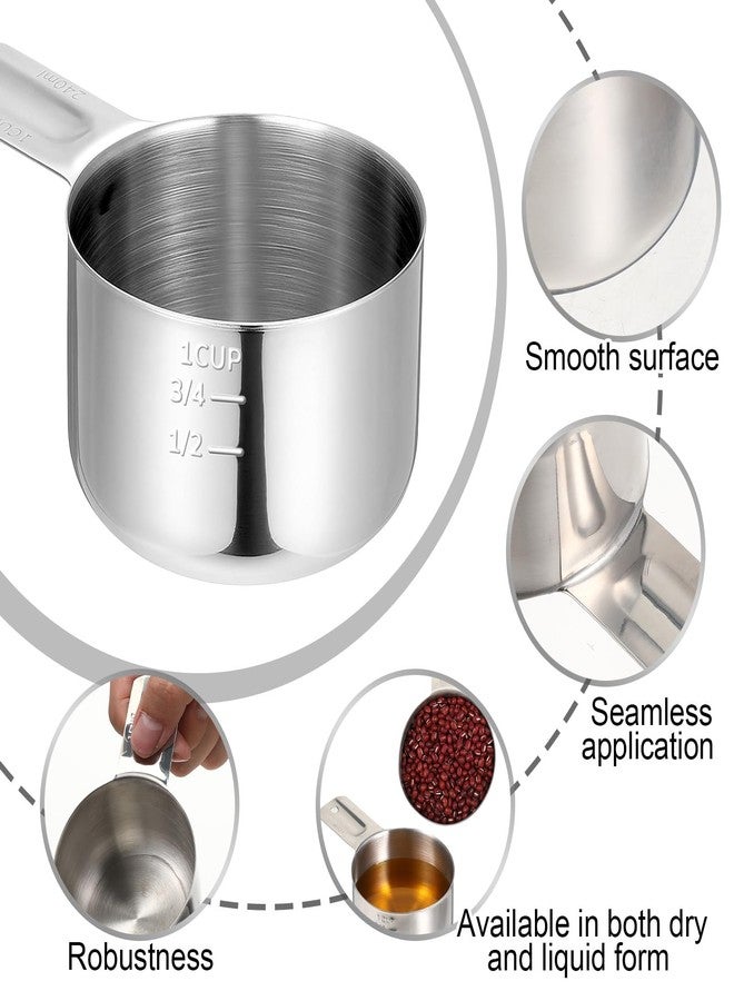 Bruislard Stainless Steel Measuring Cup, 1 Cup Rice Measuring Cups (8 oz | 240 ml), Single Measure Cups, Kitchen Gadgets, Metal Measure Scoop for Cooking Baking, Laundry Detergent, Wet and Dry Ingredients - Image 4
