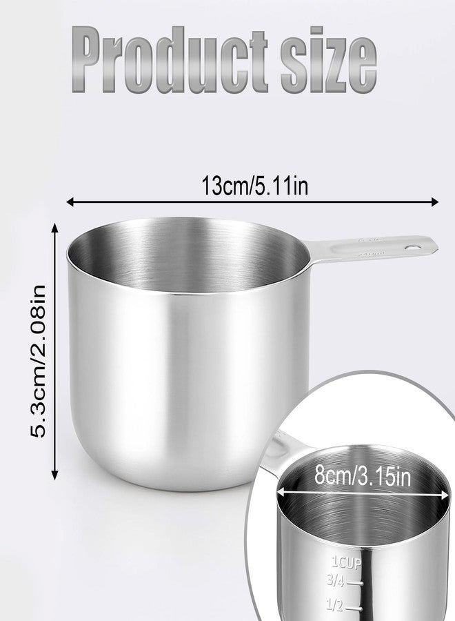 Bruislard Stainless Steel Measuring Cup, 1 Cup Rice Measuring Cups (8 oz | 240 ml), Single Measure Cups, Kitchen Gadgets, Metal Measure Scoop for Cooking Baking, Laundry Detergent, Wet and Dry Ingredients - Image 2