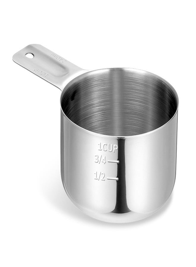 Bruislard Stainless Steel Measuring Cup, 1 Cup Rice Measuring Cups (8 oz | 240 ml), Single Measure Cups, Kitchen Gadgets, Metal Measure Scoop for Cooking Baking, Laundry Detergent, Wet and Dry Ingredients - Image 1