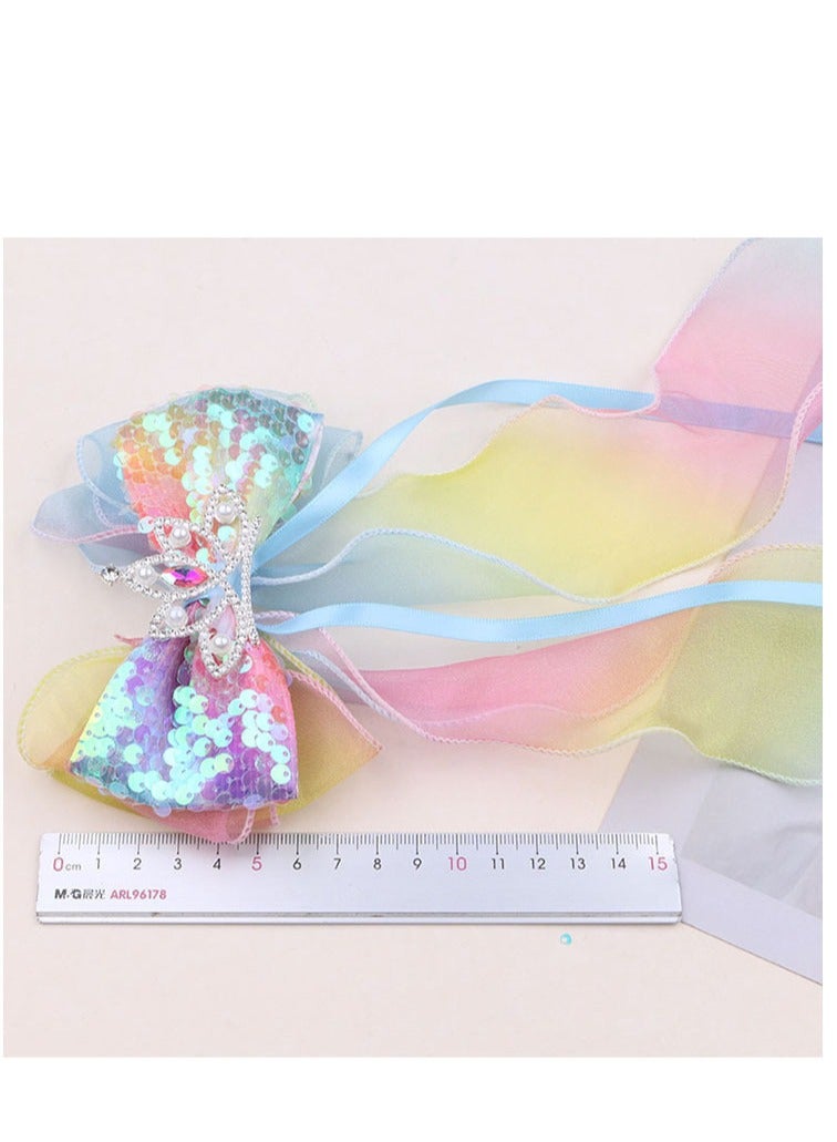 JAKTK 2-pack children's hairpins princess hair accessories mesh big bow ribbon hairpin crown girl top clip headdress - Image 5