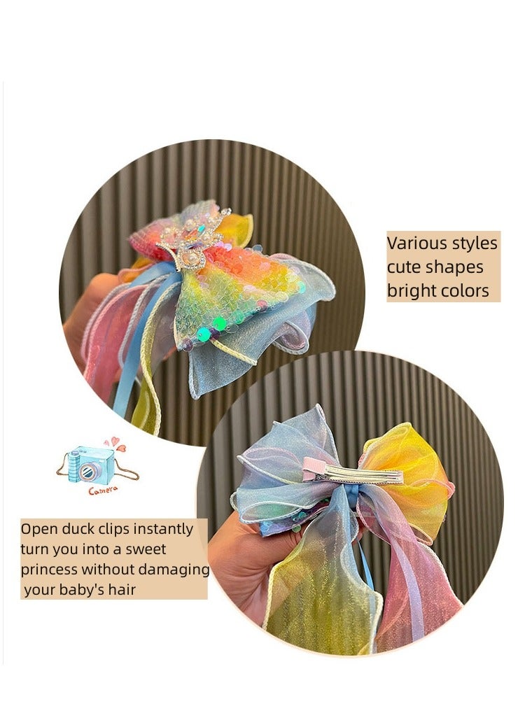 JAKTK 2-pack children's hairpins princess hair accessories mesh big bow ribbon hairpin crown girl top clip headdress - Image 3