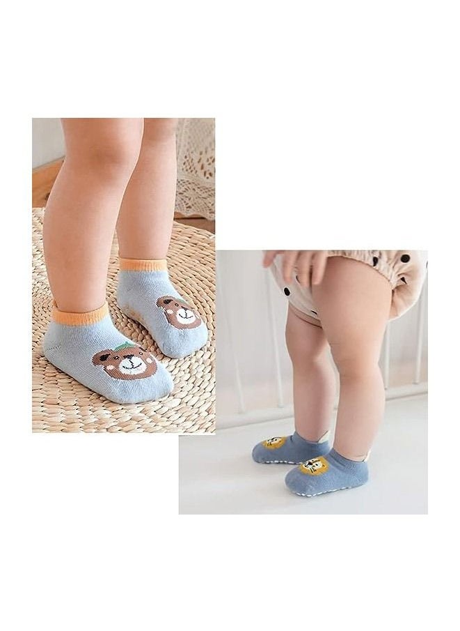 Muyixin 5-Pair Baby Cotton Non-Slip Animal Print Socks  - Image 4