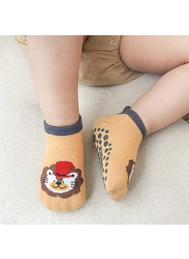 Muyixin 5-Pair Baby Cotton Non-Slip Animal Print Socks  - Image 3