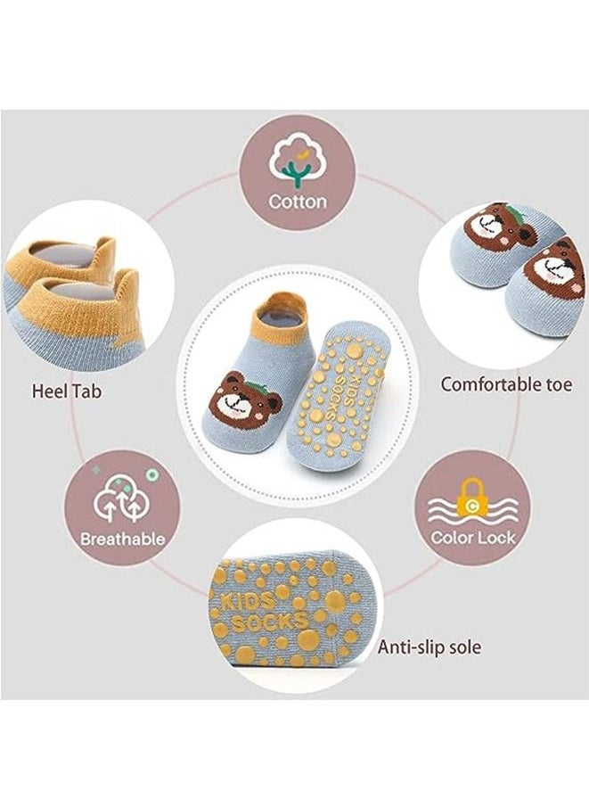 Muyixin 5-Pair Baby Cotton Non-Slip Animal Print Socks  - Image 5