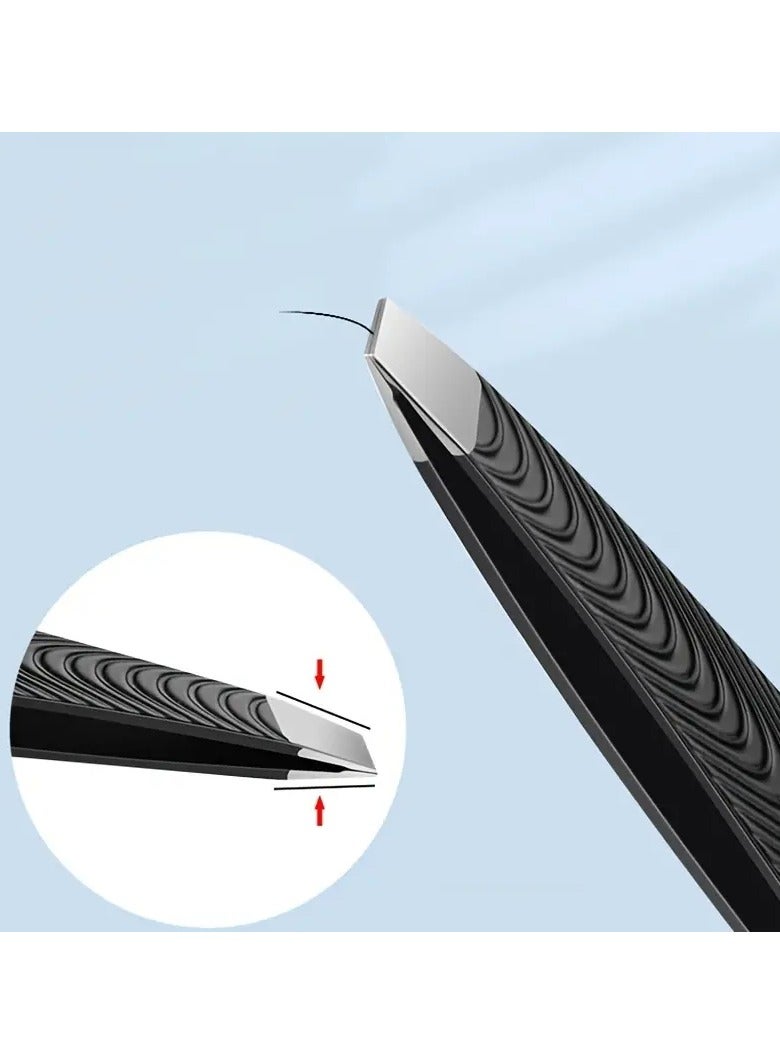 PrecisionTweezer Hair Plucker for Women Slant Tip Easy Hair and Eyebrow Grooming Black