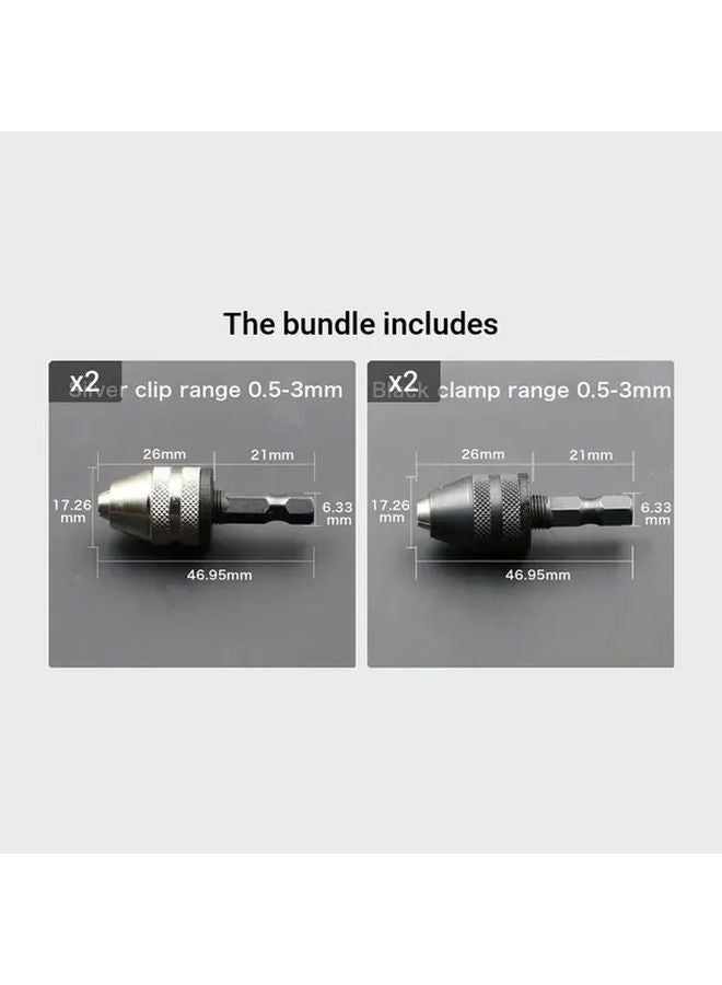 Quick Change Keyless Drill Chuck Adapter 1 4 Hex Shank Silvery And Black Color For Impact Drivers - Image 1