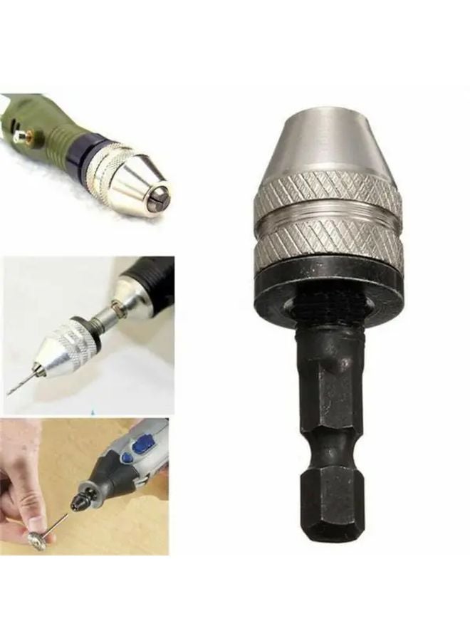 Quick Change Keyless Drill Chuck Adapter 1 4 Hex Shank Silvery And Black Color For Impact Drivers - Image 3