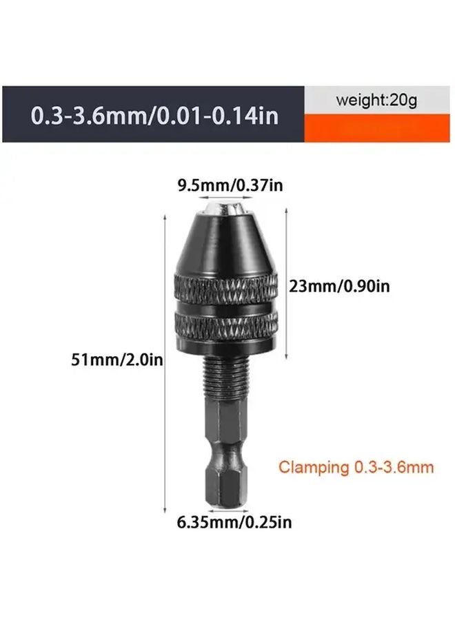 Quick Change Keyless Drill Chuck Adapter 1 4 Hex Shank Silvery And Black Color For Impact Drivers - Image 4