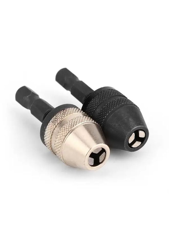 Quick Change Keyless Drill Chuck Adapter 1 4 Hex Shank Silvery And Black Color For Impact Drivers - Image 2