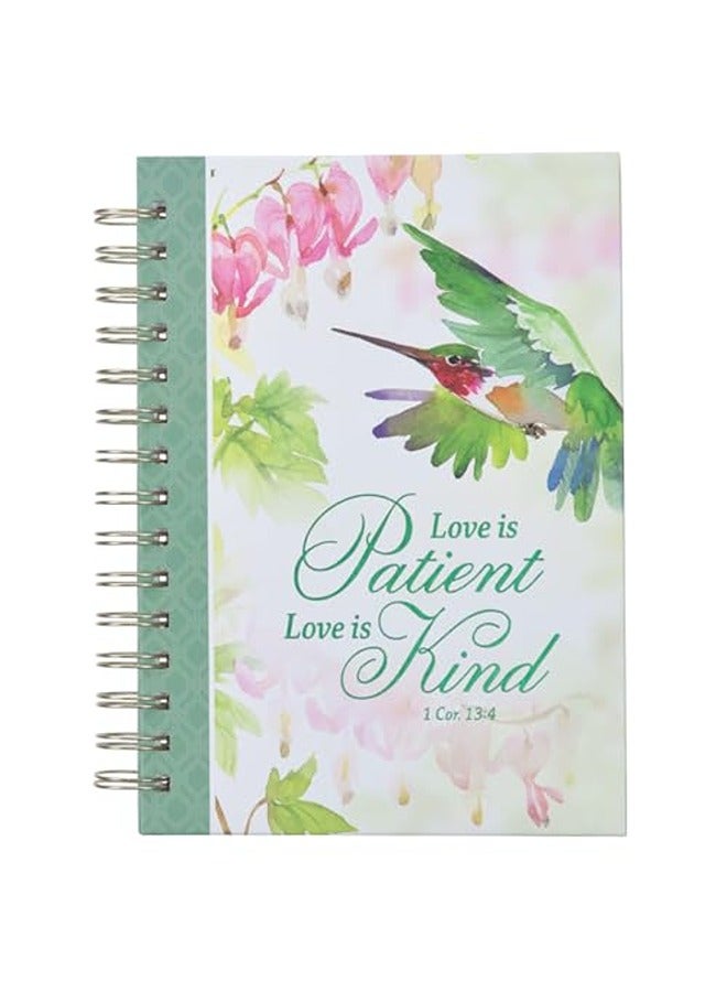 Christian Art Gifts Green Journal W/Scripture Love Bible Verse Large Notebook, 192 Ruled Pages, 1 Co