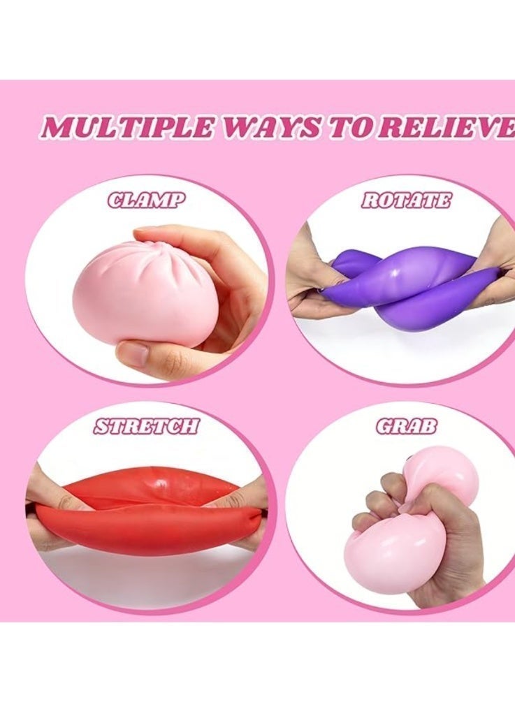 QITAI Dumpling Squishies,3.4inch Colorful Dumpling Stress Balls, Fidget Sensory Toy, Squeeze Dough Ball Stress Relief Hand Toys with Food Steamer, Dumpling Squishy Mystery Box, 6 Colors Random(1pack) - Image 3