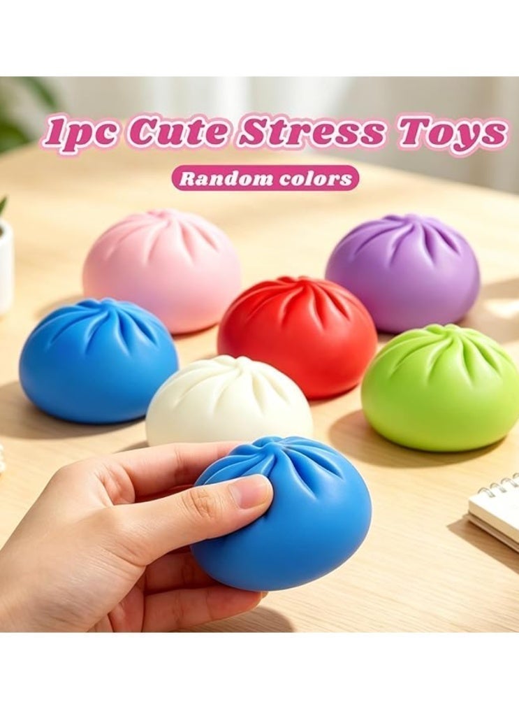 QITAI Dumpling Squishies,3.4inch Colorful Dumpling Stress Balls, Fidget Sensory Toy, Squeeze Dough Ball Stress Relief Hand Toys with Food Steamer, Dumpling Squishy Mystery Box, 6 Colors Random(1pack) - Image 5