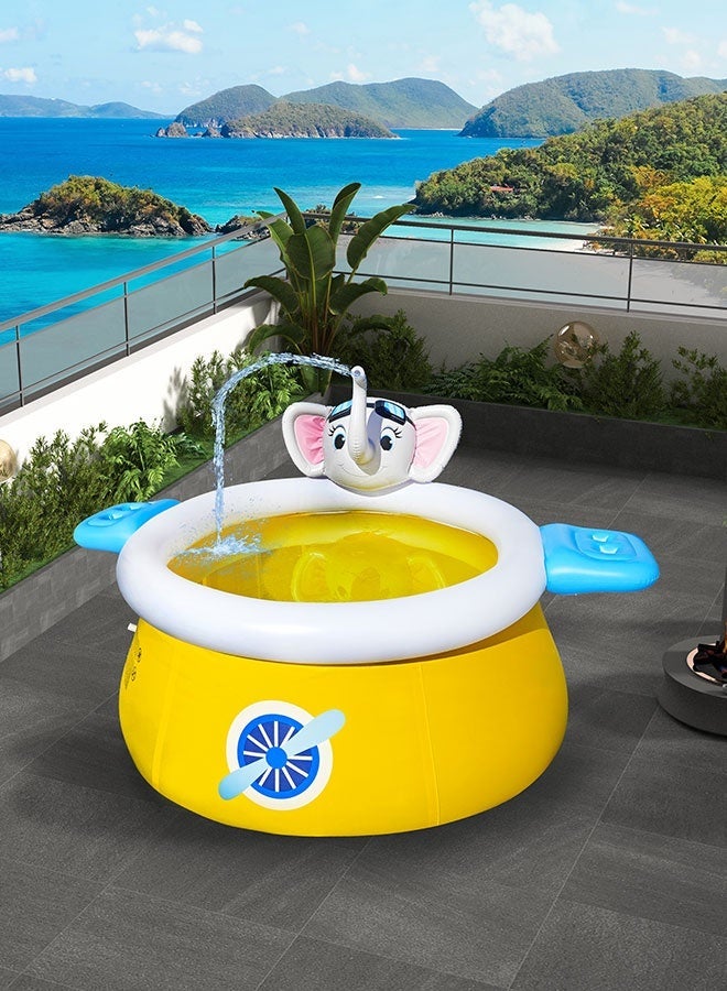 JSAITOYS 240/300cm Airplane Themed Elephant Sprayer Inflatable Pool Large Family Backyard Thick Water Play Pool - Image 1