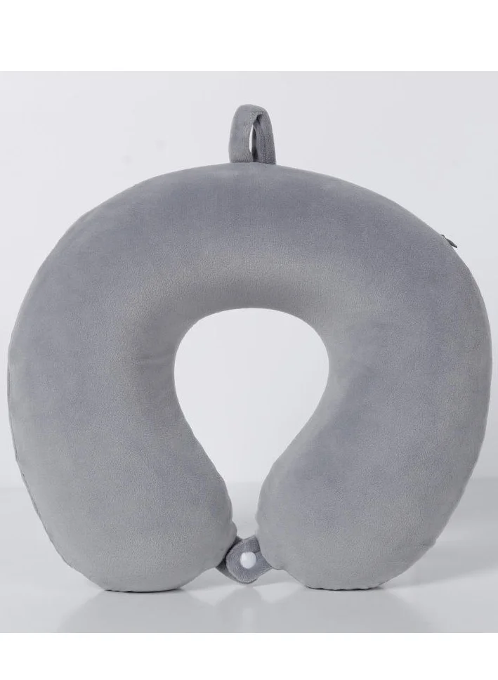 MNUK MNP-2 Neck Pillow, Plain Grey| Memory Foam Travel Pillow for Kids & Adults | Cute U-Shaped Pillow for Ultimate Comfort & Neck Support