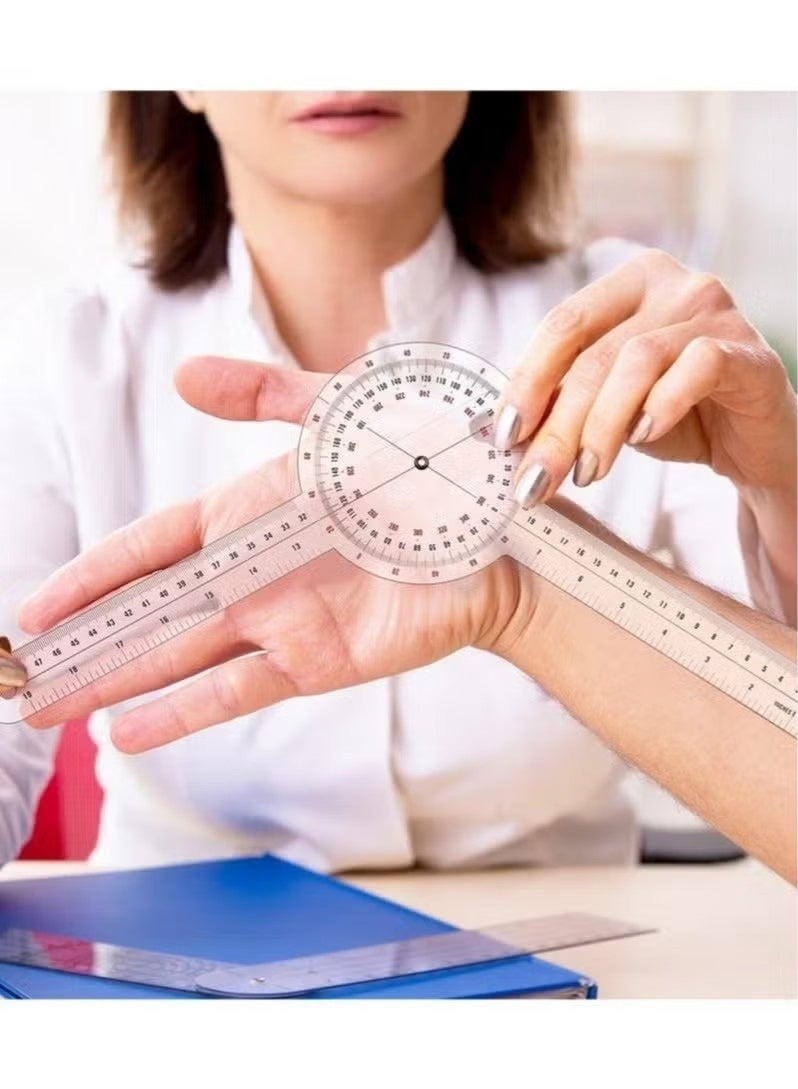 Transparent Goniometer Linear Measuring Ruler Orthopedic Angle Ruler Plastic Goniometer 360 Degree for Body Tape Measure Goniometer Protractor Ruler 3 Pack - Image 5