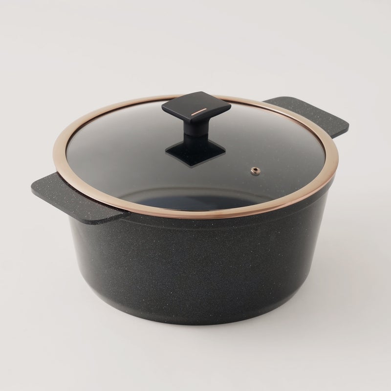 ألبرتو قدر طهي ألومنيوم مع غطاء زجاجي 2.5 لتر، أسود - Image 1