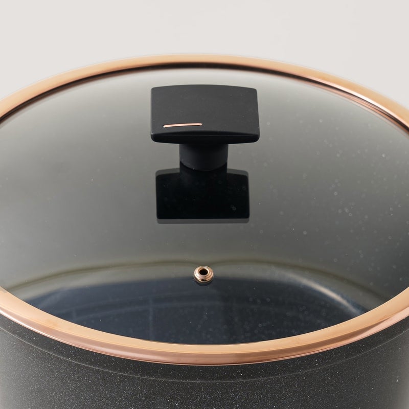 ألبرتو قدر طهي ألومنيوم مع غطاء زجاجي 2.5 لتر، أسود - Image 3