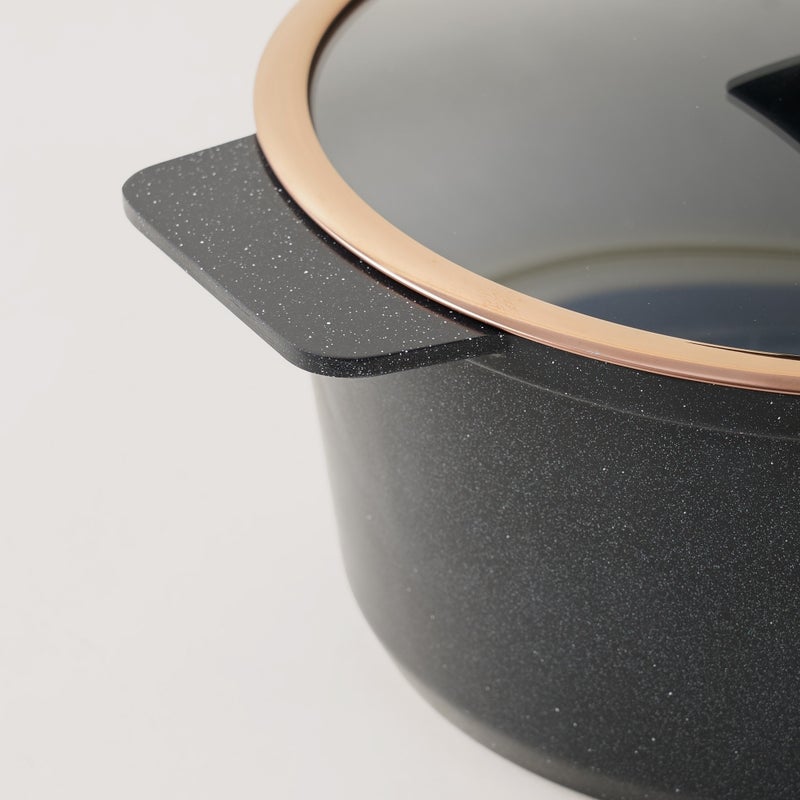 ألبرتو قدر طهي ألومنيوم مع غطاء زجاجي 2.5 لتر، أسود - Image 4