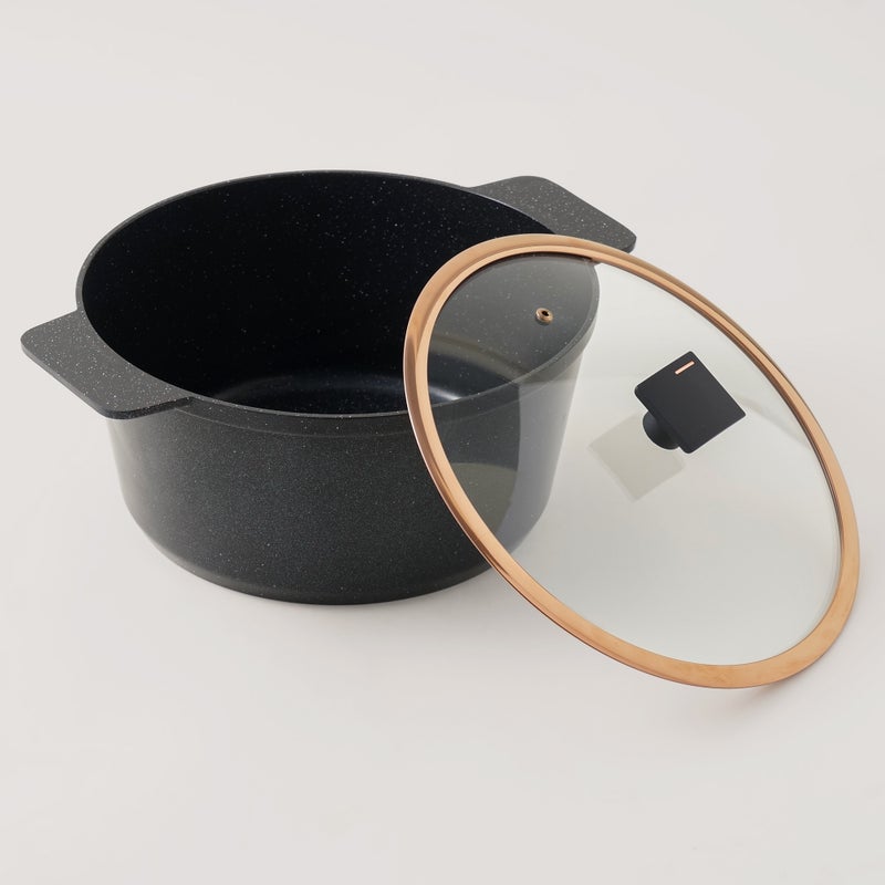 ألبرتو قدر طهي ألومنيوم مع غطاء زجاجي 2.5 لتر، أسود - Image 2