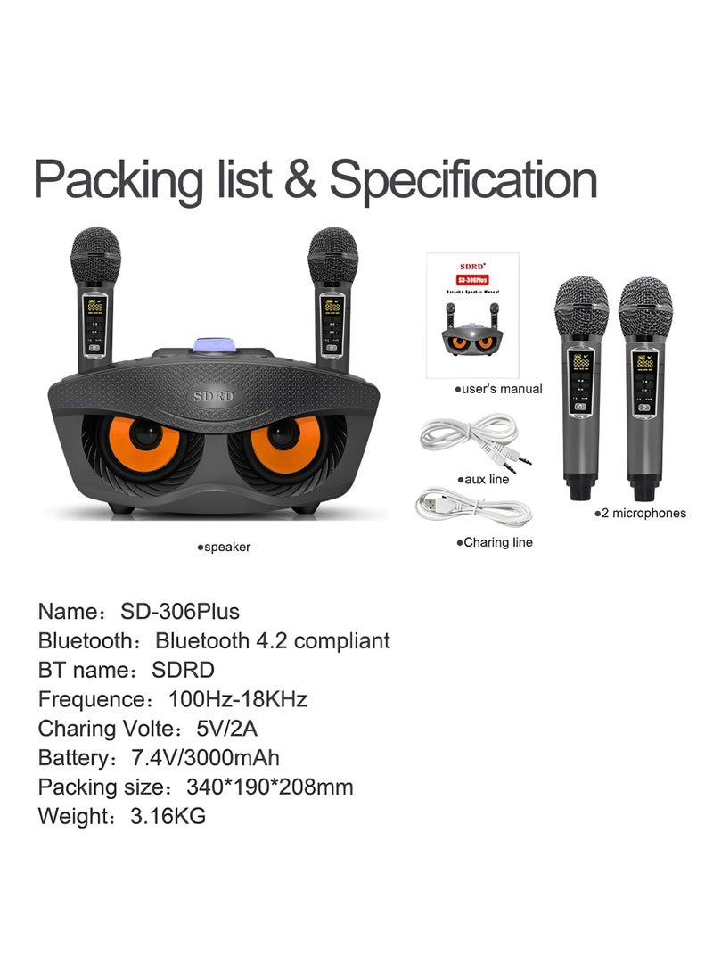 SDRD Wireless Bluetooth Speaker With 2-Piece Mic Rechargeable Portable Speaker - Image 3