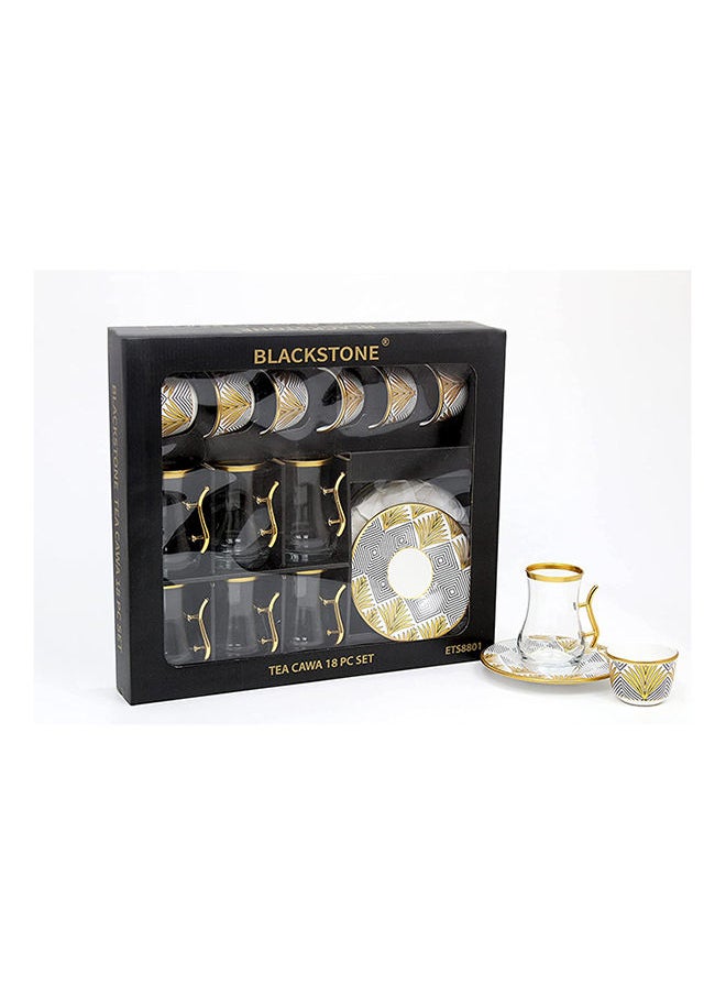 BLACKSTONE Tea Cawa set with Saucer, Elegant Turkish Estikana Cups for Tea Coffee Cup for Home, Office, Set of 18 pcs, Made in Turkey - ETS8801  - Image 4
