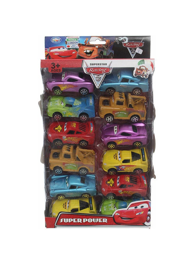 NIBEMINENT 12-Piece 2 Super Star Power Racing Cars Set 