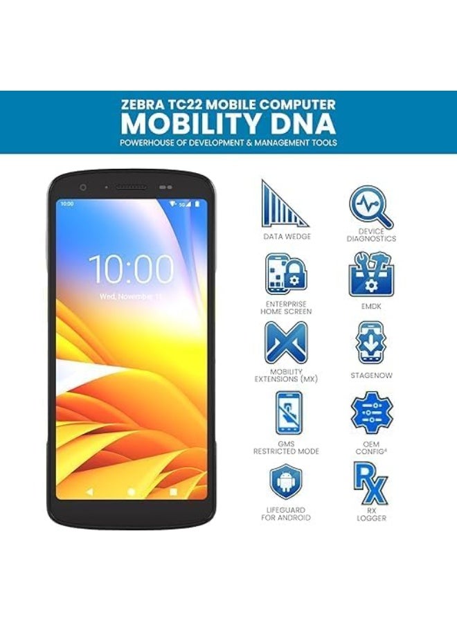 Zebra TC22 Mobile Computer, WLAN, WIFI 6, SE4710, 6inch DISPLAY, 6GB/64GB, 16MP RFC, 5MP FFC, 2-PIN BACK I/O, STANDARD BATTERY, NFC, BT, USB-C, GMS, ROW - Image 4