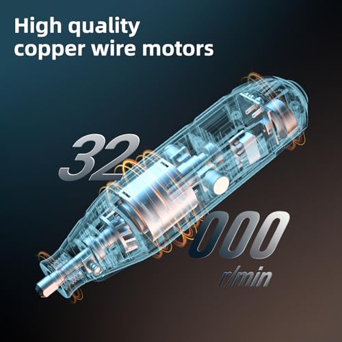 Deli EDL-DM03-E1 130W Mini Rotary Die Grinder Kit 220-240V~50/60Hz Electric Drilling Machine with 41Pc Accessories 6 Variable Speed 32000RPM Power Grinding Tool for Sanding Polishing Engraving (1Pc) - Image 3
