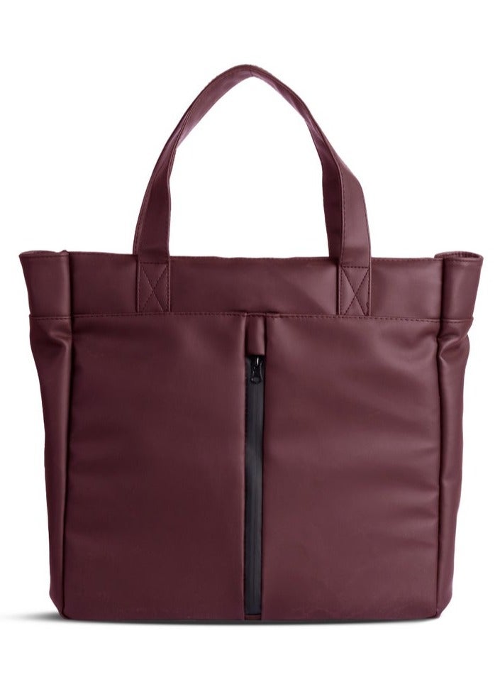 Ar supply AR Tote Bag by Arij Bags | Large Tote Bag for Laptop and Daily Use, Detachable and Adjustable Crossbody Strap, Spacious Main Compartment, Laptop Pocket, Multiple Inner Pockets and Quick Access Front Pocket (39 × 38 × 12 cm) (Burgundy) - Image 1