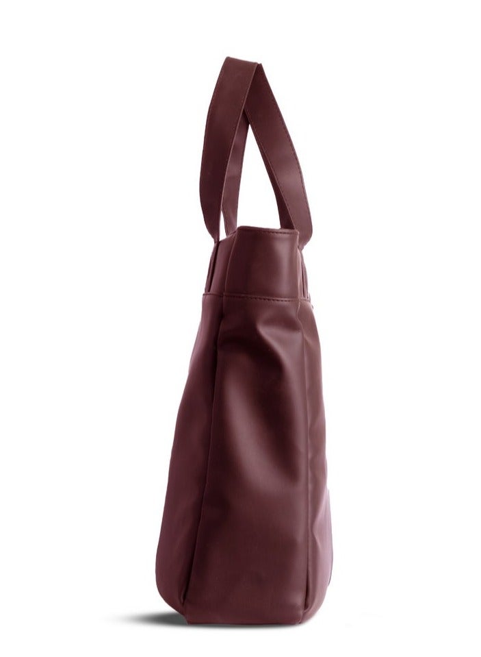 Ar supply AR Tote Bag by Arij Bags | Large Tote Bag for Laptop and Daily Use, Detachable and Adjustable Crossbody Strap, Spacious Main Compartment, Laptop Pocket, Multiple Inner Pockets and Quick Access Front Pocket (39 × 38 × 12 cm) (Burgundy) - Image 3